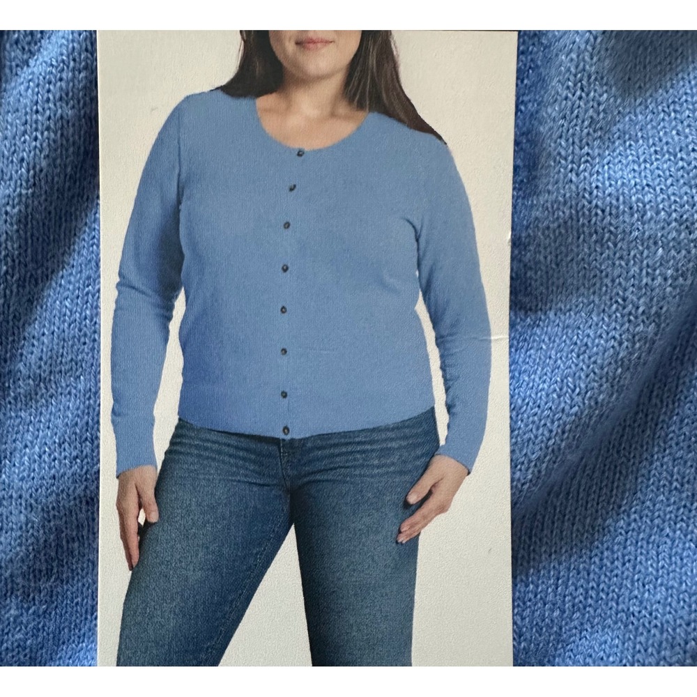 Gap Womens Crewneck Long Sleeve Button-Up Classy Cardigan Sweater Blue Cotton XL